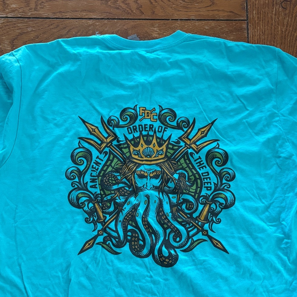 Gildan Teal T-Shirt with Orange Logo